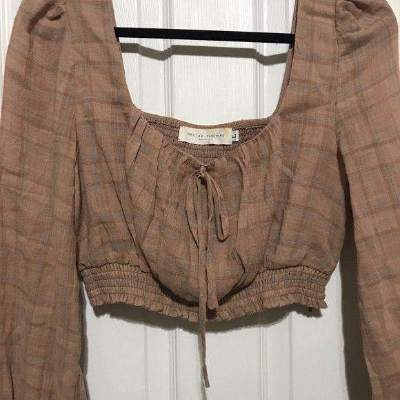 Boho cropped long sleeve blouse - Picture 6 of 8
